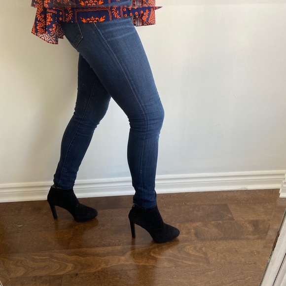 PRADA HEELED BOOTIES SUEDE Size 39 or 9 US Black 5 inch heel - Picture 6 of 15